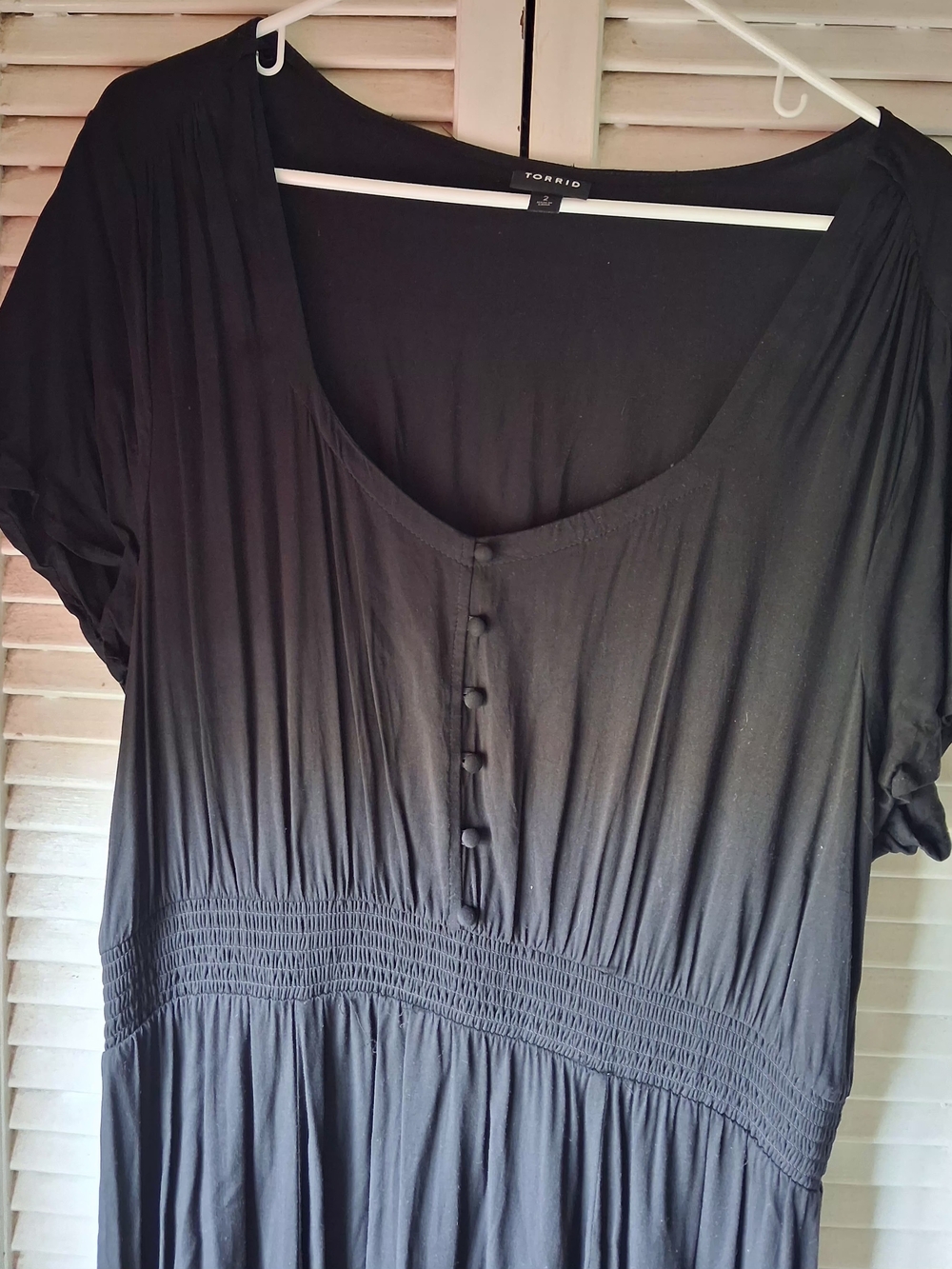 torrid Black Maxi Dress with Button-Front & Smocked Waist